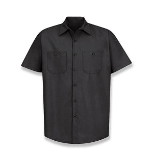 Vf Workwear-Div / Vf Imagewear (W) Short Sleeve Industrial Solid Work Shirts - Men's Short-Sleeve Industrial Solid Work Shirt, 65% Polyester/35% Cotton, Black, Size 3XL - SP24BK3XL