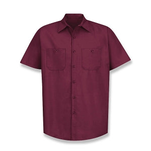 Vf Workwear-Div / Vf Imagewear (W) Short Sleeve Industrial Solid Work Shirts - Men's Short-Sleeve Industrial Solid Work Shirt, 65% Polyester/35% Cotton, Burgundy, Size 3XL - SP24BY3XL