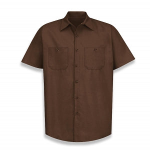 Vf Workwear-Div / Vf Imagewear (W) Short Sleeve Industrial Solid Work Shirts - Men's Short-Sleeve Industrial Solid Work Shirt, 65% Polyester/35% Cotton, Chocolate Brown, Size 4XL - SP24CB4XL