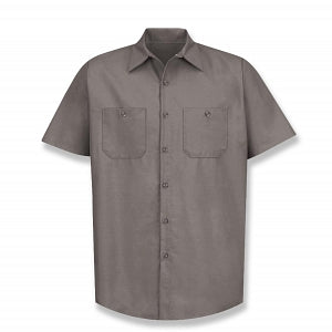 Vf Workwear-Div / Vf Imagewear (W) Short Sleeve Industrial Solid Work Shirts - Men's Short-Sleeve Industrial Solid Work Shirt, 65% Polyester/35% Cotton, Gray, Size 4XL Long - SP24GY4XLL