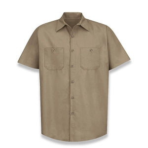 Vf Workwear-Div / Vf Imagewear (W) Short Sleeve Industrial Solid Work Shirts - Men's Short-Sleeve Industrial Solid Work Shirt, 65% Polyester/35% Cotton, Khaki, Size L - SP24KKL