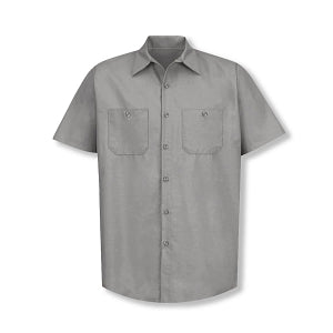 Vf Workwear-Div / Vf Imagewear (W) Short Sleeve Industrial Solid Work Shirts - Men's Short-Sleeve Industrial Solid Work Shirt, 65% Polyester/35% Cotton, Light Gray, Size 4XL - SP24LA4XL