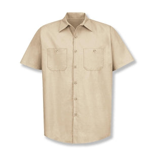 Vf Workwear-Div / Vf Imagewear (W) Short Sleeve Industrial Solid Work Shirts - Men's Short-Sleeve Industrial Solid Work Shirt, 65% Polyester/35% Cotton, Light Tan, Size L - SP24LTL