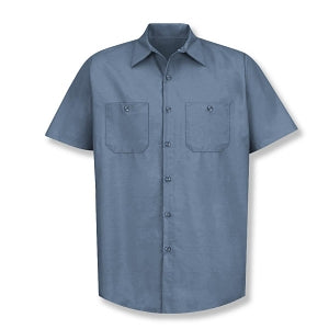 Vf Workwear-Div / Vf Imagewear (W) Short Sleeve Industrial Solid Work Shirts - Men's Short-Sleeve Industrial Solid Work Shirt, 65% Polyester/35% Cotton, Postman Blue, Size 3XL - SP24PB3XL