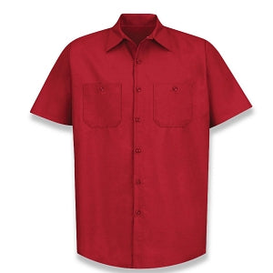 Vf Workwear-Div / Vf Imagewear (W) Short Sleeve Industrial Solid Work Shirts - Men's Short-Sleeve Industrial Solid Work Shirt, 65% Polyester/35% Cotton, Red, Size 4XL - SP24RD4XL