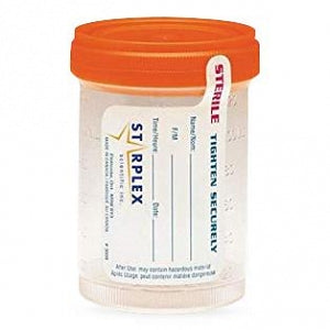 Starplex Scientific Leakbuster Specimen Containers - Leakbuster Sterile Specimen Container with Orange Cap, 120 mL - B1202-1O