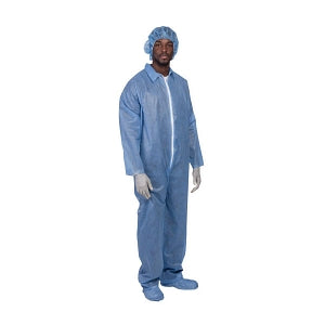 S2S Premier Pro Disposable Coveralls - Disposable Coverall, Open Cuffs and Ankles, SMS Material, Blue, Size 2XL - 2516