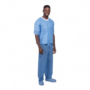 S2S Global PremierPro Disposable Blue Scrub Tops - PremierPro Disposable Blue Scrub Top, Medium Size - 2803T