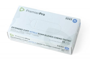 S2s Global PremierPro Powder-Free Extended Cuff Nitrile Exam Gloves - PremierPro Extended Cuff Powder-Free Nitrile Exam Gloves, Size M - 5093