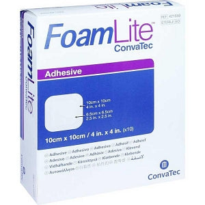 ConvaTec Foam Lite Foam Dressings - Foam Lite Dressing, Adhesive, Square, 10 cm x 10 cm - 421559