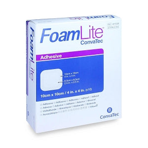 ConvaTec Foam Lite Foam Dressings - Foam Lite Dressing, Adhesive, Square, 10 cm x 10 cm - 421559