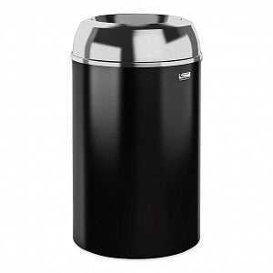 Suncast Outdoor Trash Cans - TRASH CAN, INDOOR, 30GAL, BLK MTL, SLVR TOP - MTCIND3002