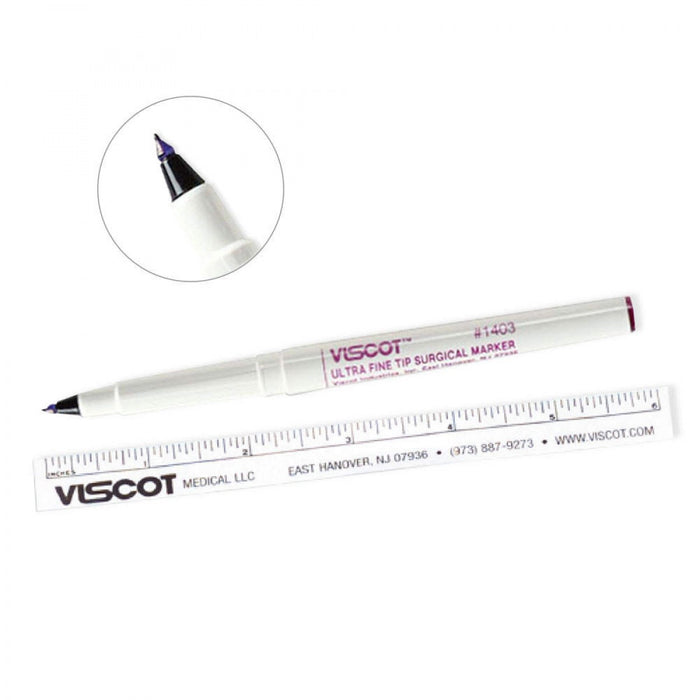 Viscot Skin Marking Pen Ultra-Fine Tip | Includes Ruler | Sterile Gentian Violet 100 Per Case