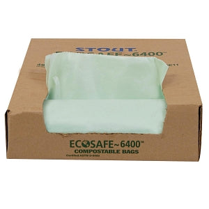 Stout EcoSafe-6400 Compostable Waste Bags - EcoSafe-6400 Compostable Compost Bag Liners, Green, 1.1 mil, 30" x 39" - E3039E11