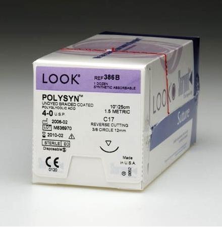 Surgical Specialties PolySyn Undyed Braided Sutures - PolySyn FA Undyed Braided Suture, Size 5/0, 18"/45 cm, DSM-2 Needle, Precision Reverse Cutting, 11 mm, 3/8 Circle - M490N