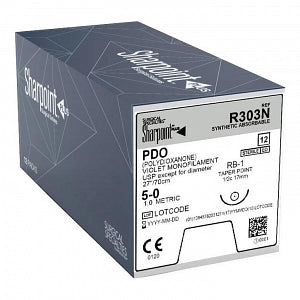 Surgical Specialties PDO Violet Monofilament Sutures - PDO Violet Absorbable Suture with 17 mm 1/2 Circle Taper Point RB-1 Needle, 70 cm Long, Size 5-0 - R303N