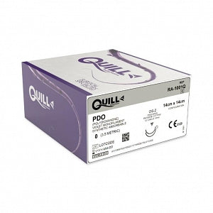 Surgical Specialties Quill PDO Barbed Sutures - PDO Bidirectional Violet Absorbable Suture with 18 mm 1/2 Circle Reverse Cutting OS-2 Needle, 14 x 14 cm Long, Size 0 - RA-1001Q