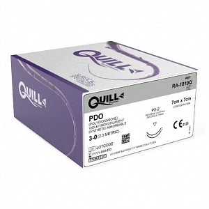 Surgical Specialties Quill PDO Barbed Sutures - PDO Bidirectional Violet Absorbable Suture with 18 mm 3/8 Circle Reverse Cutting Needle, 7 x 7 cm Long, Size 3-0 - RA-1010Q