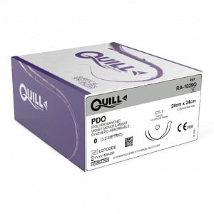 Surgical Specialties Quill PDO Barbed Sutures - PDO Bidirectional Violet Absorbable Suture with 36 mm 1/2 Circle Taper Point CT-1 Needle, 24 x 24 cm Long, Size 0 - RA-1029Q