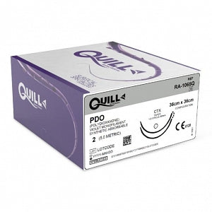 Surgical Specialties Quill PDO Barbed Sutures - PDO Bidirectional Violet Absorbable Suture with 48 mm 1/2 Circle Taper Point CTX Needle, 36 x 36 cm Long, Size 2 - RA-1065Q