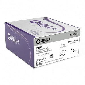 Surgical Specialties Quill PDO Barbed Sutures - PDO Bidirectional Violet Absorbable Suture with 22 mm 1/2 Circle Taper Point SH-1 Needle, 14 x 14 cm Long, Size 2-0 - RA-1086Q