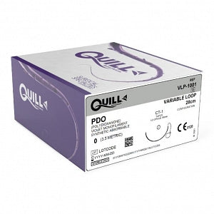 Surgical Specialties Quill PDO Barbed Sutures - PDO Variable Loop Violet Absorbable Suture with 36 mm 1/2 Circle Taper Point CT-1 Needle, 20 cm Long, Size 0 - VLP-1001