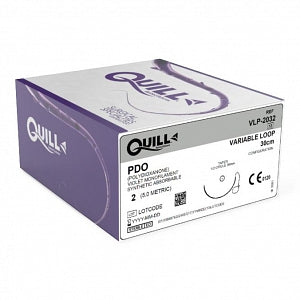 Surgical Specialties Quill PDO Barbed Sutures - PDO Variable Loop Violet Absorbable Suture with 36 mm 1/2 Circle Taper Point CT-1 Needle, 30 cm Long, Size 2 - VLP-2032