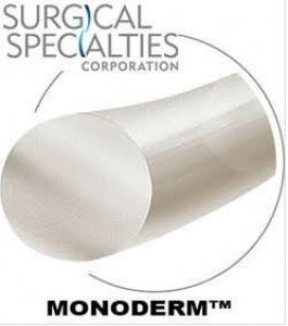 Surgical Specialties Monoderm Reverse Cutting Suture - Monoderm Undyed Absorbable Suture with 13 mm 3/8 Circle Fine Reverse Cutting P-3 Needle, 45 cm Long, Size 4-0 - Y494N