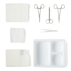 Centurion Centurion Suture Trays - Sharps-Free Suture Tray with Scissors, Satin Forceps, Fine Satin Needle Holder, Gauze, Towel and Drape - SUT14075