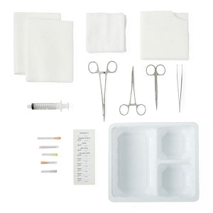 Centurion Centurion Suture Trays - Suture Tray with Needles and Syringe, Gauze, Towel, Drape and Reprocessed Instruments - SUT9755