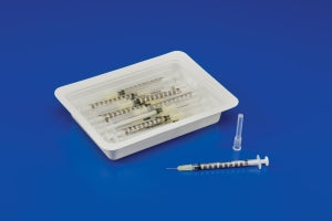 Cardinal Health Allergy Trays with Needle - Monoject 1 mL Allergy Tray, Permanent Needle, 28G x 1/2" (0.356 mm x 1.3 cm) - 8881501236