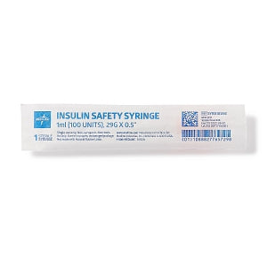 Medline Medline Insulin Safety Syringes - Safety Insulin Syringe with Needle, 1 mL, 29G x 0.5" - SYRSI101292