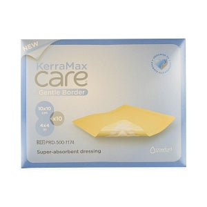 Crawford Healthcare KerraMax Care Superabsorbent Dressings - DRSNG, KRMX, CARE, US, GENTLE, BORDER, 4X4IN - PRD500-1174