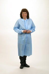 Safety Zone Blue Polypro Lab Coat with Three Pockets - Blue Polypro Lab Coat, 3 Pockets, Wrist, 50 gm Weight, Size 2XL - DLBL-2X-SMS50