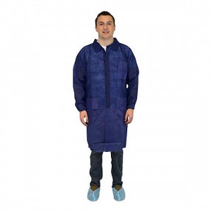 Safety Zone Blue Lab Coats - Lab Coat with 3 Pockets made of Spunbond Polypropylene, Size 2XL - DLBL-2X-E-EW