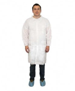 Safety Zone Disposable White Lab Coats - Disposable Polypropylene Labcoat with 3 Pockets and Elastic Wrists, Size XL - DLWH-XL