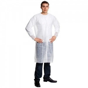 Safety Zone Disposable White Lab Coats - Disposable Polypropylene Labcoat with 3 Pockets and Elastic Wrists, Size XL - DLWH-XL