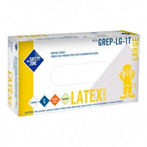 Safety Zone Powder-Free Natural Latex Gloves - Powder-Free Polymer Coated Latex Exam Glove, Size L - GREP-LG-1T