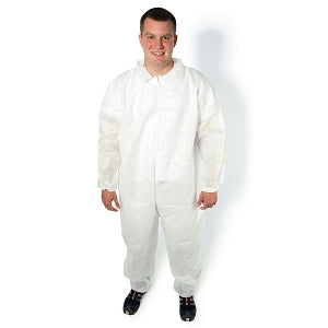 Safety Zone 40 g Disposable Coverall - Polypropylene Coveralls, Elastic Wrists and Ankles, Disposable, White, Size 4XL - DCWH-4X-40EWA