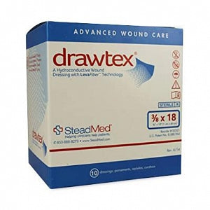 Steadmed Medical Drawtex Hydroconductive Nonadherent Wound Dressing - Drawtex Hydroconductive Non-Adherent Wound Dressing, 3/8" x 18" - 00321