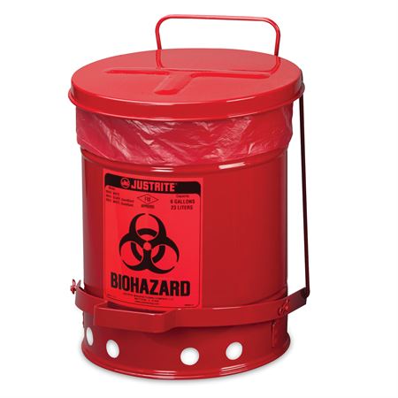 Biohazard Waste Can 6gal - 11.875"D x 15.875"H