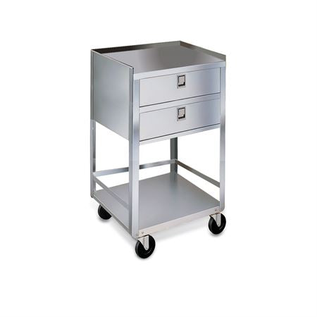 Two-Drawer Stainless Steel Equipment Stands 3.5" casters - 16.75"W x 18.75"D x 35"H