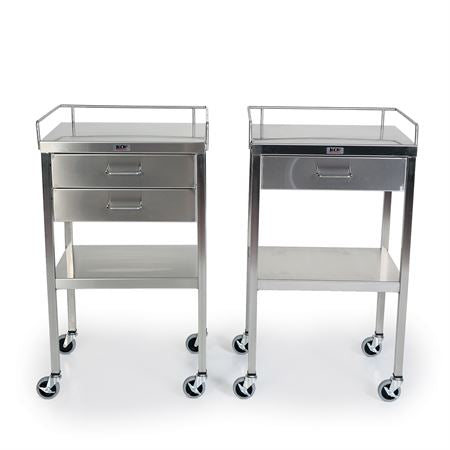 Stainless Steel Utility Table 3 Drawers and Guardrail - 20"W x 16"D x 34"H