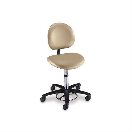 Hands Free Height Adjustable Stool 23"Dia Base With Back - Seamless Upholstery - 18.5"W x 18.5"D x 19"-24"H