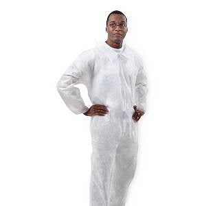 Tronex Disposable Fluid-Resistant Jumpsuits - Fluid-Resistant Coveralls, Elastic Cuffs and Ankles, White, Size 4XL - 6780-50W