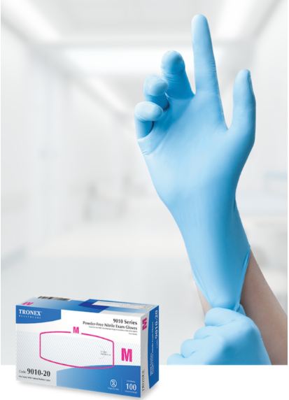 Tronex Nitrile Chemo Exam Gloves - 9.5" Chemo Powder-Free Nitrile Exam Gloves, Fully Textured, 4 Mil, Blue, Size XL - 9010-35