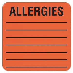 Tabbies Allergy Medication Labels - Medical Labels for Allergies, Orange, 2" x 2", 500/Roll - 40560