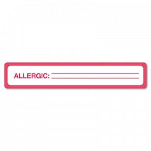 Tabbies Allergy Medication Labels - Medical Labels for Allergy Warnings, White, 1" x 5-1/2", 175/Roll - 40561