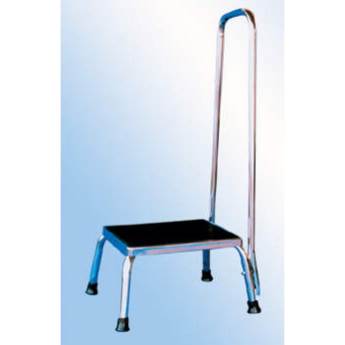 Step Stool Handrail And Flared Leg Color: Silver And Black Material: Steel 34" 1 / Each