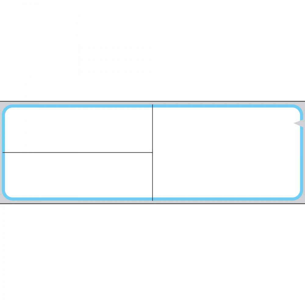 V-Notch Label Meditech Direct Thermal Paper Permanent 3" Core 4" X 1 1/4" White With Blue 3600 Per Roll, 1 Roll Per Box